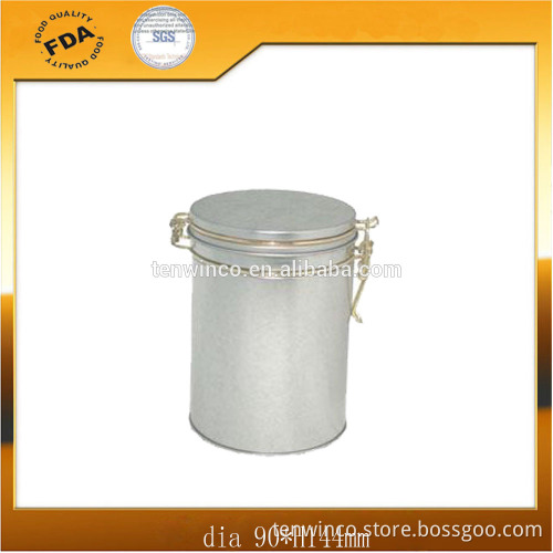 Round sealed tin can metal clip tea coffee tin box
